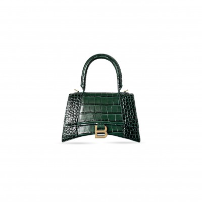 BALENCIAGA WOMEN'S HOURGLASS HANDBAG SMALL IN GREEN 5935461LRGM0212 (22.9*15*9.9cm) BALENCIAGA WOMEN'S HOURGLASS HANDBAG SMALL IN GREEN 5935461LRGM0212 (22.9*15*9.9cm)